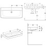 Geberit Renova Plan Waschtisch 100 cm ohne Hahnloch, mit Überlauf - technische Ansicht