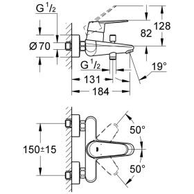 Rubinetto monocomando per vasca GROHE Eurodisc Cosmopolitan, DN 15