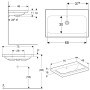 Geberit iCon Aufsatzwaschtisch 75 cm ohne Hahnloch, mit Überlauf - technische Ansicht