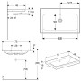 Geberit iCon Aufsatzwaschtisch 75 cm ohne Hahnloch, mit Überlauf - technische Ansicht