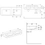 Geberit Renova Plan Doppelwaschtisch 130 cm ohne Hahnloch, mit Überlauf - technische Ansicht