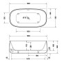 Duravit Zencha freistehende Whirlwanne 180 x 90 cm - technische Ansicht