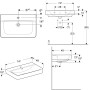 Geberit Renova Plan Aufsatzwaschtisch 75 cm mit Hahnloch mittig und Überlauf - technische Ansicht