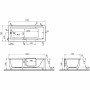VitrA Conforma Combo Badewanne, Einstieg rechts und Whirlsystem Aqua Soft - technische Ansicht
