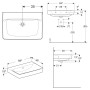 Geberit Renova Plan Waschtisch 70 cm ohne Hahnloch, mit Überlauf - technische Ansicht