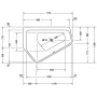 Duravit Paiova Baignoire d'angle 5 côtés 177 x 130 cm avec système Combi P, coin gauche - vue détaillée