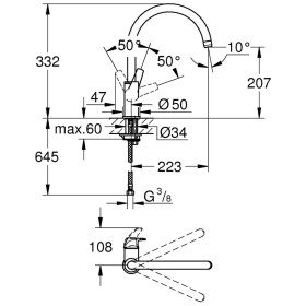 Rubinetto monocomando per lavello GROHE BauFlow