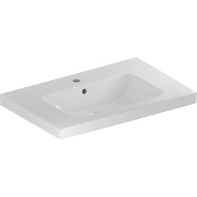 Geberit iCon Light Waschtisch 75 cm mit Ablagefläche, Hahnloch mittig, ohne Überlauf