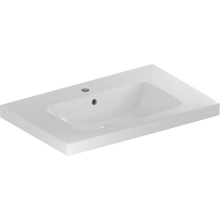 Geberit iCon Light Waschtisch 75 cm mit Ablagefläche, Hahnloch mittig, ohne Überlauf