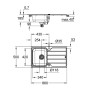 Évier encastrable en acier inoxydable GROHE K500 86 x 50 avec égouttoir, réversible - vue technique