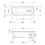 Baignoire rectangulaire Duravit Qatego 170 x 70 cm, version encastrée - photo produit