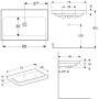 Geberit iCon Light Waschtisch 75 cm ohne Hahnloch, mit Überlauf - technische Ansicht