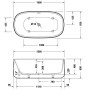 Vasca idromassaggio freestanding Duravit Zencha 160 x 85 cm - vista tecnica