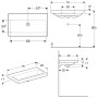 Geberit iCon Light Waschtisch 75 cm verkürzte Ausladung, ohne Hahnloch, ohne Überlauf - technische Ansicht