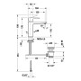 Rubinetto monocomando per lavabo Duravit Manhattan M MinusFlow con scarico a stelo - vista tecnica