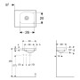 Geberit iCon Light Handwaschbecken 38 cm ohne Hahnloch, links - technische Ansicht