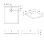 Receveur de douche rectangulaire Geberit Nemea 75 x 90 cm - vue technique
