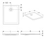 Receveur de douche rectangulaire Geberit Nemea 80 x 100 cm - vue technique