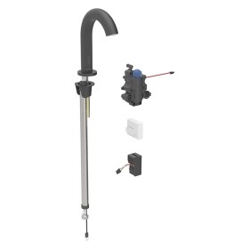 Robinet de lavabo Geberit Piave à montage sur pied, alimentation électrique, pour boîte de fonctions UP