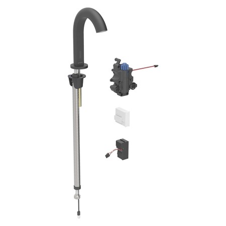 Robinet de lavabo Geberit Piave à montage sur pied, alimentation électrique, pour boîte de fonctions UP