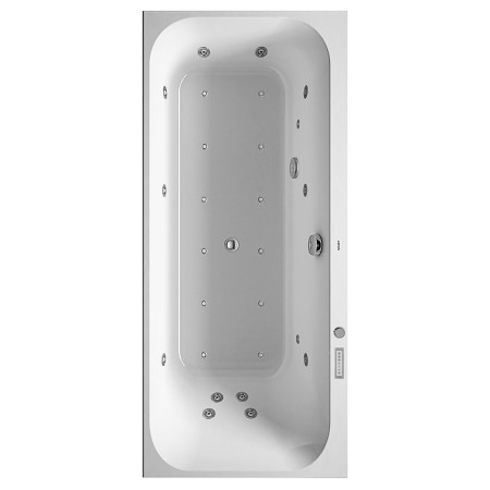 Baignoire rectangulaire Duravit Happy D2 180 x 75 cm avec système Combi E, dossier incliné à gauche