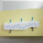 Geberit Bambini Spiel- und Waschlandschaft, 3 Waschplätze, tieferes Becken links