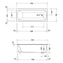 Baignoire balnéo rectangulaire Duravit Qatego avec système Combi E 170 x 70 cm, version encastrée - vue détaillée