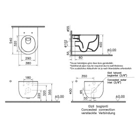 VitrA Liquid Wand-WC VitrA Flush 2.0 mit Bidetfunktion