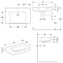 Geberit Renova Plan Waschtisch 75 cm mit Ablagefläche, ohne Hahnloch, mit Überlauf - technische Ansicht
