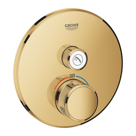 GROHE Grohtherm SmartControl Thermostat Fertigmontageset mit einem Absperrventil, runde Ausführung