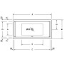 Duravit Starck Rechteck Whirlwanne 190 x 90 cm mit Combi-System P, zwei Rückenschrägen - technische Ansicht