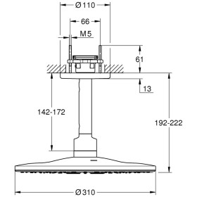 Set doccia a soffitto GROHE Rainshower SmartActive 310 con 2 tipi di getti e connessione a soffitto
