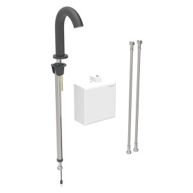Robinet de lavabo Geberit Piave à montage sur pied, alimenté par batterie, avec boîte de fonctions AP