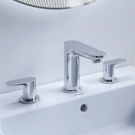 Robinetterie de lavabo 3 trous Duravit Wave avec vidage