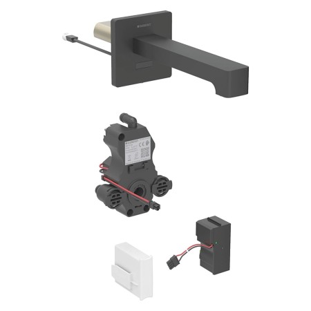 Robinet de lavabo mural Geberit Brenta, alimentation électrique, pour boîte de fonction UP
