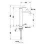 Mitigeur de lavabo monocommande Duravit C.1 L FreshStart et MinusFlow, sans vidage à tirette - vue technique
