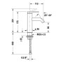 Mitigeur de lavabo monocommande Duravit C.1 M FreshStart et MinusFlow, sans garniture de vidage à tirette - vue technique