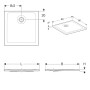 Geberit Nemea quadratische Duschwanne 80 x 80 cm - technische Ansicht