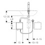 Robinet de lavabo Geberit Piave à montage sur pied, alimentation secteur, avec boîtier de fonction AP