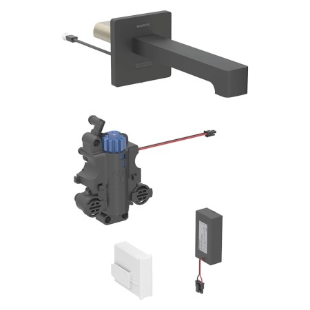 Robinet de lavabo mural Geberit Brenta, alimenté par batterie, pour boîte de fonction UP