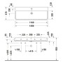 Lavabo Duravit Qatego 120 x 47 cm poli, 1 trou de robinet - vue détaillée