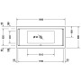 Duravit Starck Rechteck Whirlwanne 180 x 80 cm mit Jet System, zwei Rückenschrägen - technische Ansicht
