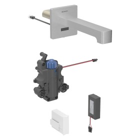 Robinet de lavabo mural Geberit Brenta, fonctionnement sur batterie, pour boîte de fonction UP