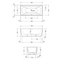 Baignoire balnéo rectangulaire Duravit DuraSquare avec système Air 185 x 85 cm Autoportante - vue technique