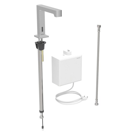 Robinet de lavabo Geberit Brenta montage sur pied, alimentation électrique, avec boîtier de fonction AP