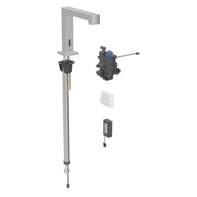 Robinet de lavabo Geberit Brenta, montage sur pied, alimenté par batterie, pour boîte de fonction UP