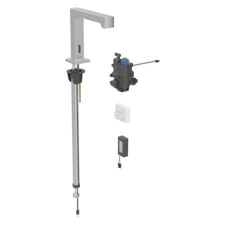 Robinet de lavabo Geberit Brenta, montage sur pied, alimenté par batterie, pour boîte de fonction UP