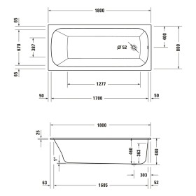 Duravit Qatego Rechteck-Whirlwanne mit Jet-System 180 x 80 cm, Einbauversion
