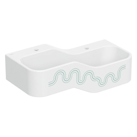 Espace de jeu et de lavage pour enfants Geberit Bambini, 2 postes de lavage, bassin plus profond à droite