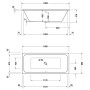 Baignoire rectangulaire à remous Duravit D-Code 180 x 80 cm avec système Jet Project - vue détaillée